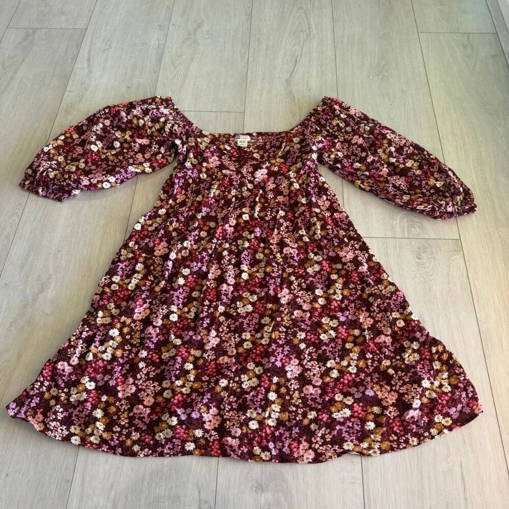 BILLABONG swept away again dress in deep sienna floral size M